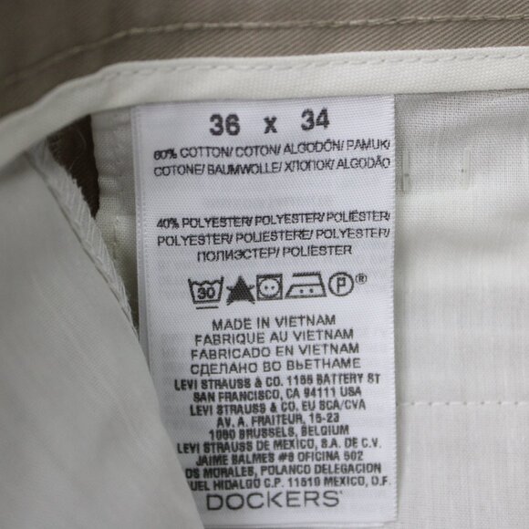 Dockers D4 Pants NWT Mens 36x34 Beige Relaxed Fit Mobile Pocket Khaki Flat Front - Picture 14 of 15